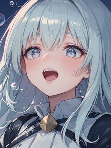 Preview wallpaper girl, anime, art, bubbles