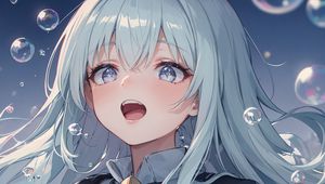 Preview wallpaper girl, anime, art, bubbles