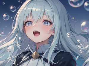 Preview wallpaper girl, anime, art, bubbles