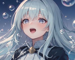 Preview wallpaper girl, anime, art, bubbles
