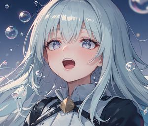 Preview wallpaper girl, anime, art, bubbles