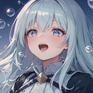 Preview wallpaper girl, anime, art, bubbles