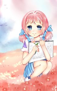 Preview wallpaper girl, anime, art, artist, field