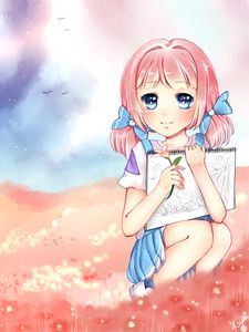 Preview wallpaper girl, anime, art, artist, field