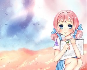 Preview wallpaper girl, anime, art, artist, field