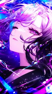 Preview wallpaper girl, anime, art, purple, glow