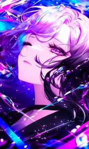 Preview wallpaper girl, anime, art, purple, glow