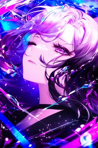 Preview wallpaper girl, anime, art, purple, glow