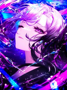 Preview wallpaper girl, anime, art, purple, glow