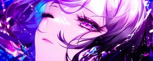 Preview wallpaper girl, anime, art, purple, glow