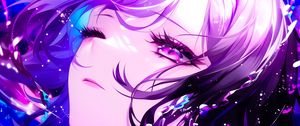 Preview wallpaper girl, anime, art, purple, glow