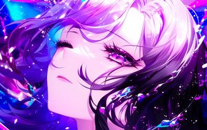 Preview wallpaper girl, anime, art, purple, glow