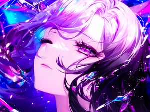 Preview wallpaper girl, anime, art, purple, glow