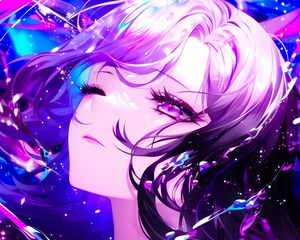 Preview wallpaper girl, anime, art, purple, glow