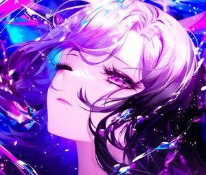 Preview wallpaper girl, anime, art, purple, glow