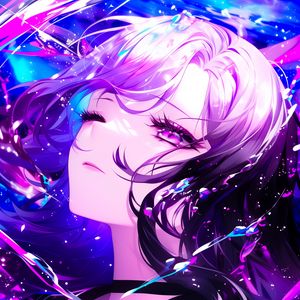 Preview wallpaper girl, anime, art, purple, glow