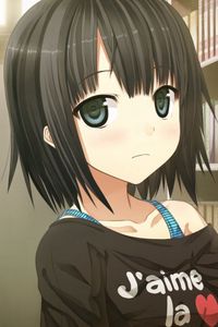 Preview wallpaper girl, anime, books, library