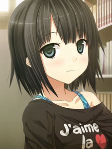 Preview wallpaper girl, anime, books, library