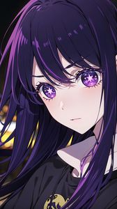 Preview wallpaper girl, anime, eyes, stars, purple