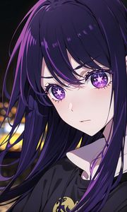 Preview wallpaper girl, anime, eyes, stars, purple