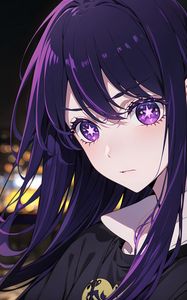 Preview wallpaper girl, anime, eyes, stars, purple
