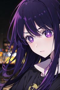 Preview wallpaper girl, anime, eyes, stars, purple