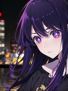 Preview wallpaper girl, anime, eyes, stars, purple