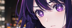 Preview wallpaper girl, anime, eyes, stars, purple