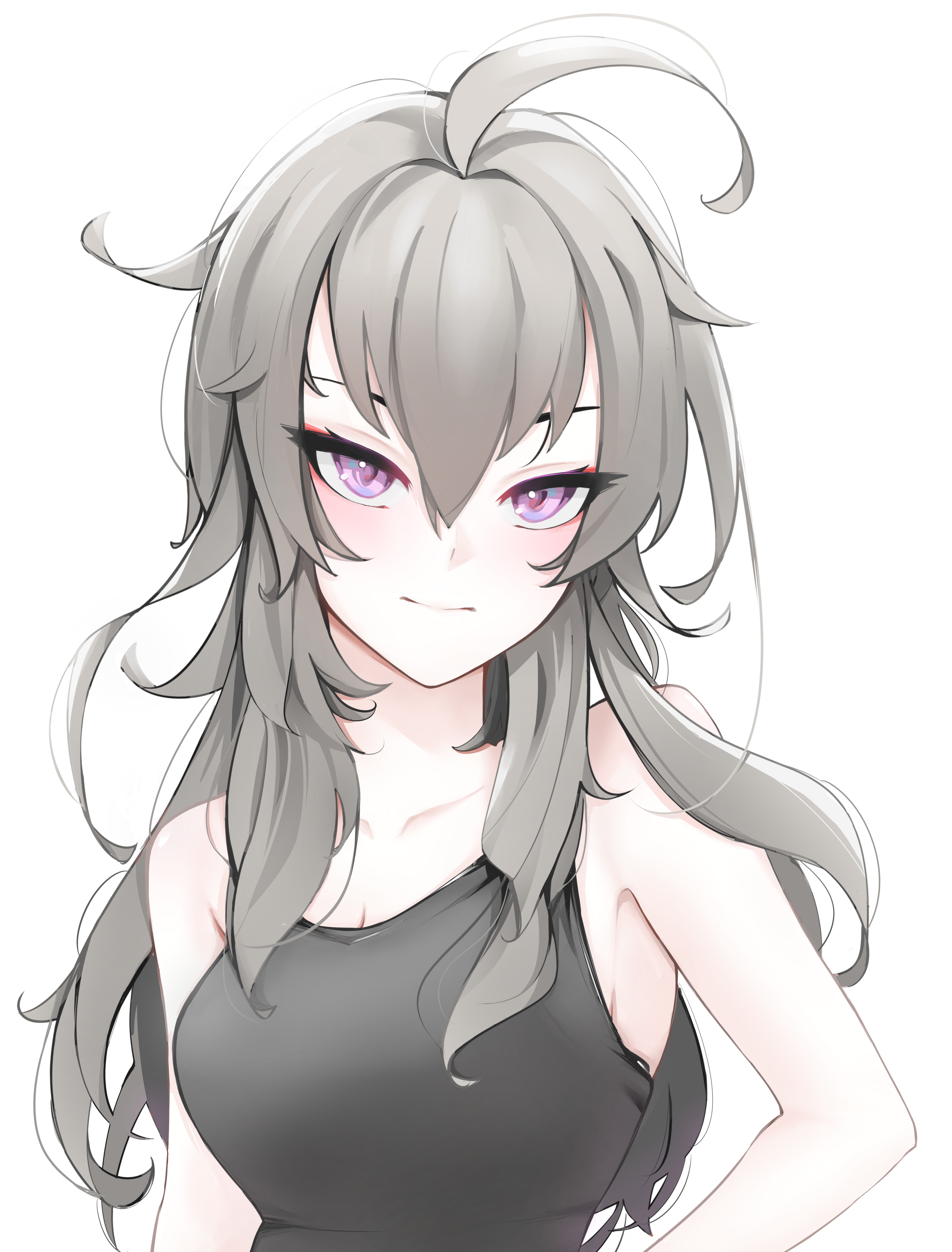 Download wallpaper 4774x6277 girl, anime, eyes, hair hd background