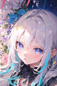 Preview wallpaper girl, anime, flowers, art