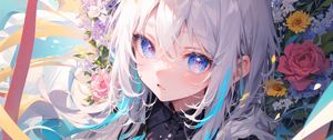 Preview wallpaper girl, anime, flowers, art