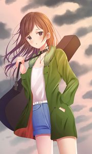 Preview wallpaper girl, anime, guitar, musical instrument, art