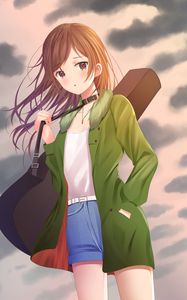 Preview wallpaper girl, anime, guitar, musical instrument, art