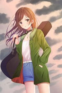 Preview wallpaper girl, anime, guitar, musical instrument, art