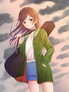 Preview wallpaper girl, anime, guitar, musical instrument, art