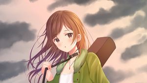 Preview wallpaper girl, anime, guitar, musical instrument, art