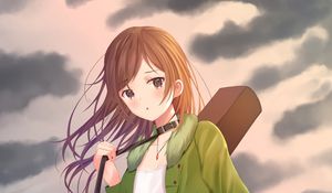 Preview wallpaper girl, anime, guitar, musical instrument, art