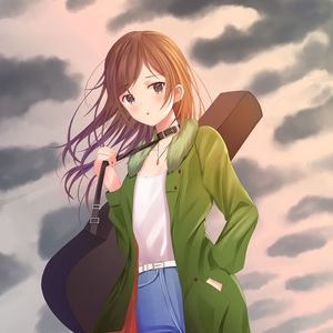 Preview wallpaper girl, anime, guitar, musical instrument, art