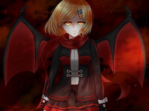 Preview wallpaper girl, anime, red, look