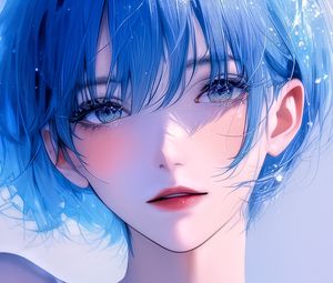 Preview wallpaper girl, anime, short hair, art