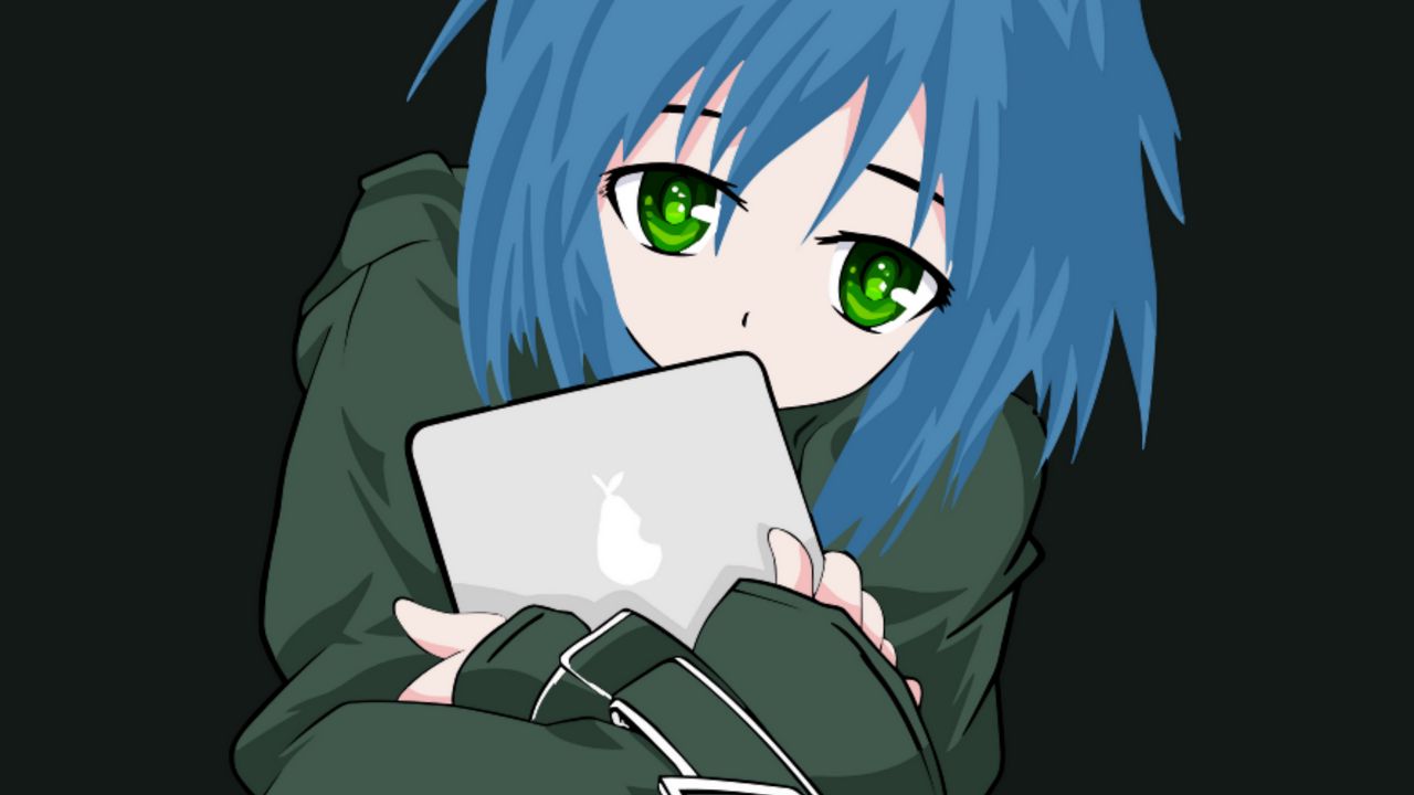 Wallpaper girl, anime, tablet, teenager