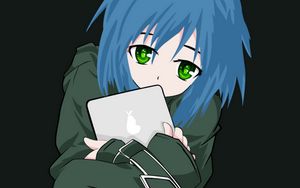 Preview wallpaper girl, anime, tablet, teenager