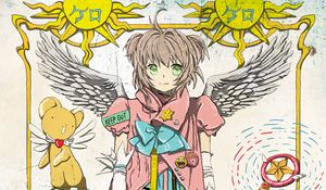 Preview wallpaper girl, anime, wings, art, sun