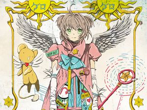 Preview wallpaper girl, anime, wings, art, sun