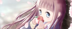 Preview wallpaper girl, apples, petals, sakura, anime