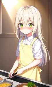 Preview wallpaper girl, apron, anime, kitchen
