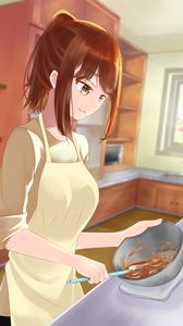 Preview wallpaper girl, apron, kitchen, anime