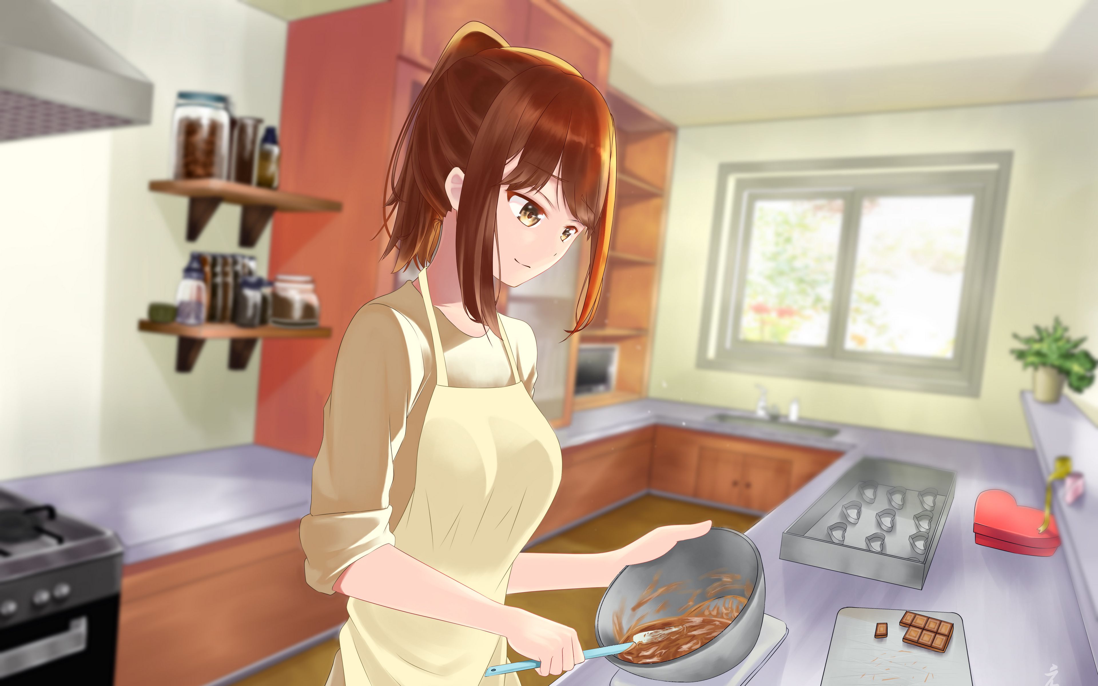 Bức hình nền anime nhà bếp sẽ mang đến cho bạn cảm giác ấm áp, vui tươi và tràn đầy niềm vui trong cuộc sống. Hãy chiêm ngưỡng những màu sắc sinh động, những chi tiết đầy sáng tạo và tiếng cười vui nhộn của các nhân vật anime trong không gian bếp.