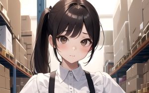 Preview wallpaper girl, apron, pose, waitress, anime