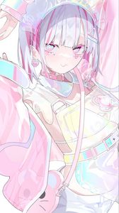 Preview wallpaper girl, art, anime, pink